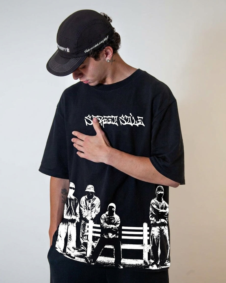 CAMISETA OVERSIZED GANG GRAFITE | STREET STILE | 50% ALGODÃO AMERICANO | 50% POLIÉSTER | CONFORTO PREMIUM